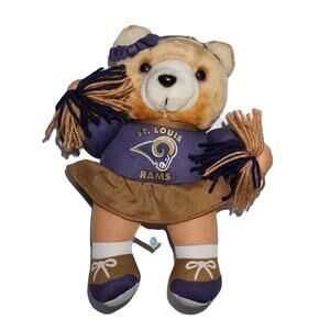 Vtg 1999 Plush doll Pom Poms bow complete Cheerleader Saint St Louis Rams NFL